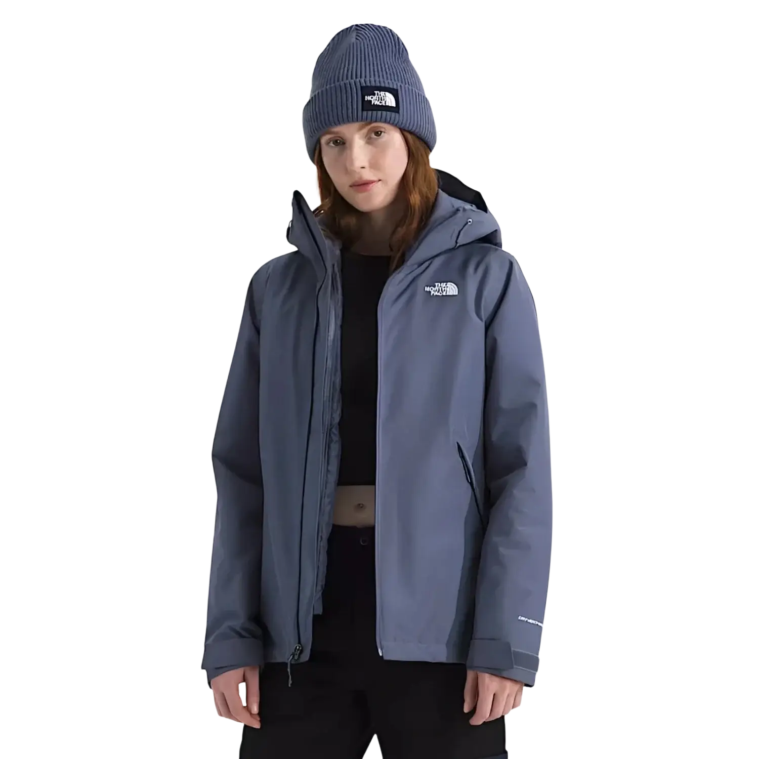 The North Face Women's Carto Mono Triclimate® Hooded Jacket in twilight galaxy, model front view