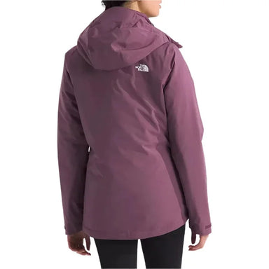 the north face women's carto triclimate jacket in midnight mauve back model view