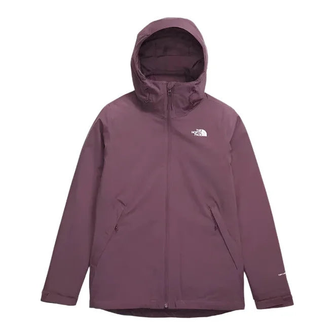 the north face women's carto triclimate jacket in midnight mauve front flat view