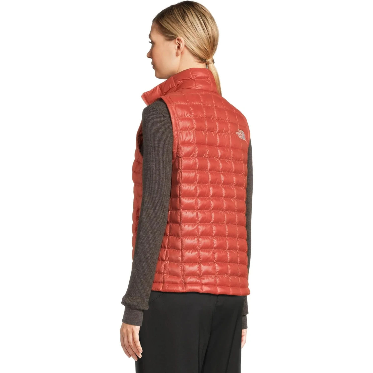 The North Face Women's THERMOBALL™ Vest in mars red, on model back view