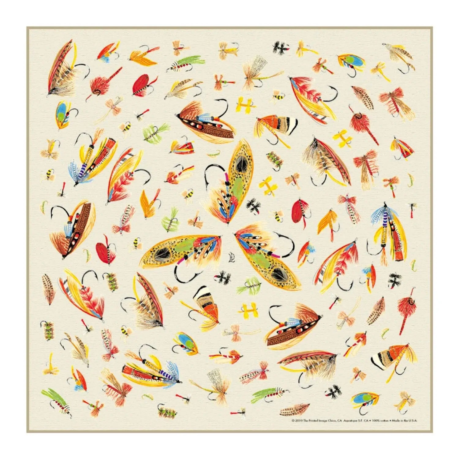 The Printed Image Nature Facts Bandanas in fly fishing hooks, front view