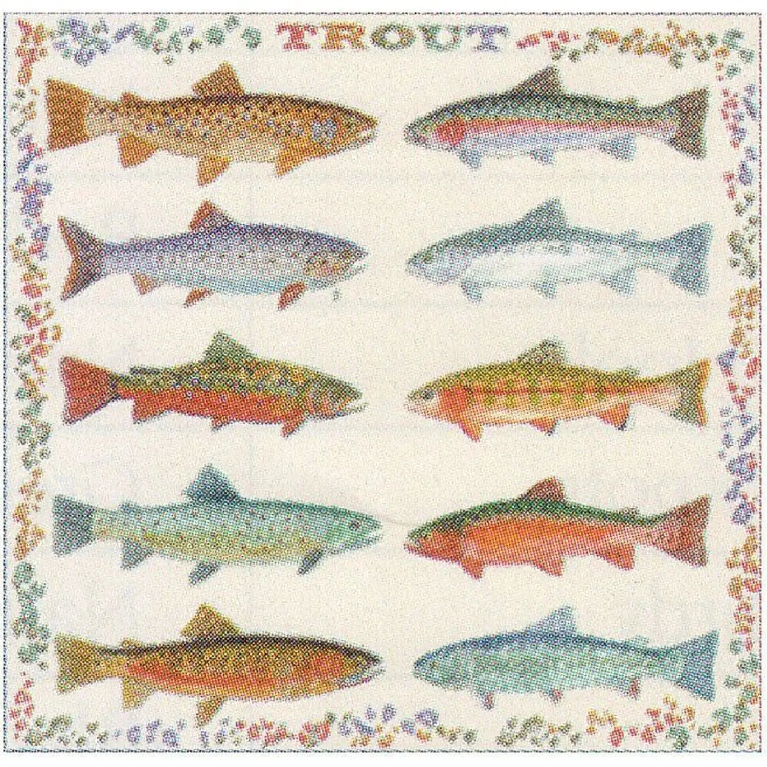 The Printed Image Nature Facts Bandanas shown in the Trout design option.