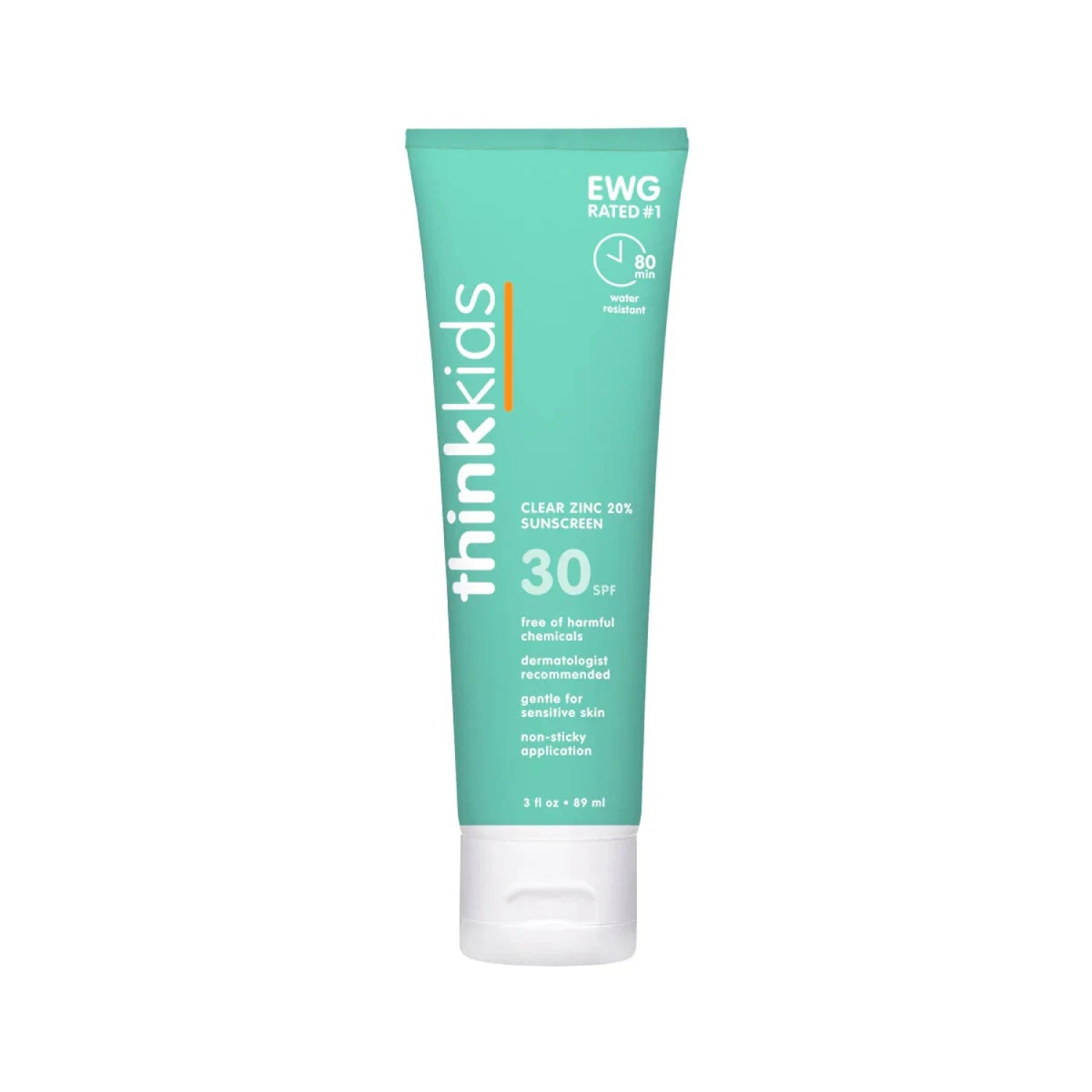 Thinksport Kid's SPF 30 Clear Zinc Sunscreen.