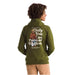The North Face K's Camp Fleece Pullover Hoodie, Forest Olive Smokey The Bear, back view on model