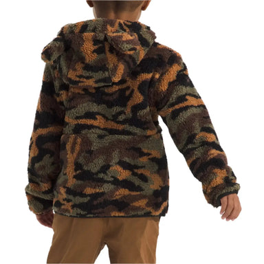 The North Face K's Campshire Full-Zip Hoodie, TNF Black Camo print, back view on model 