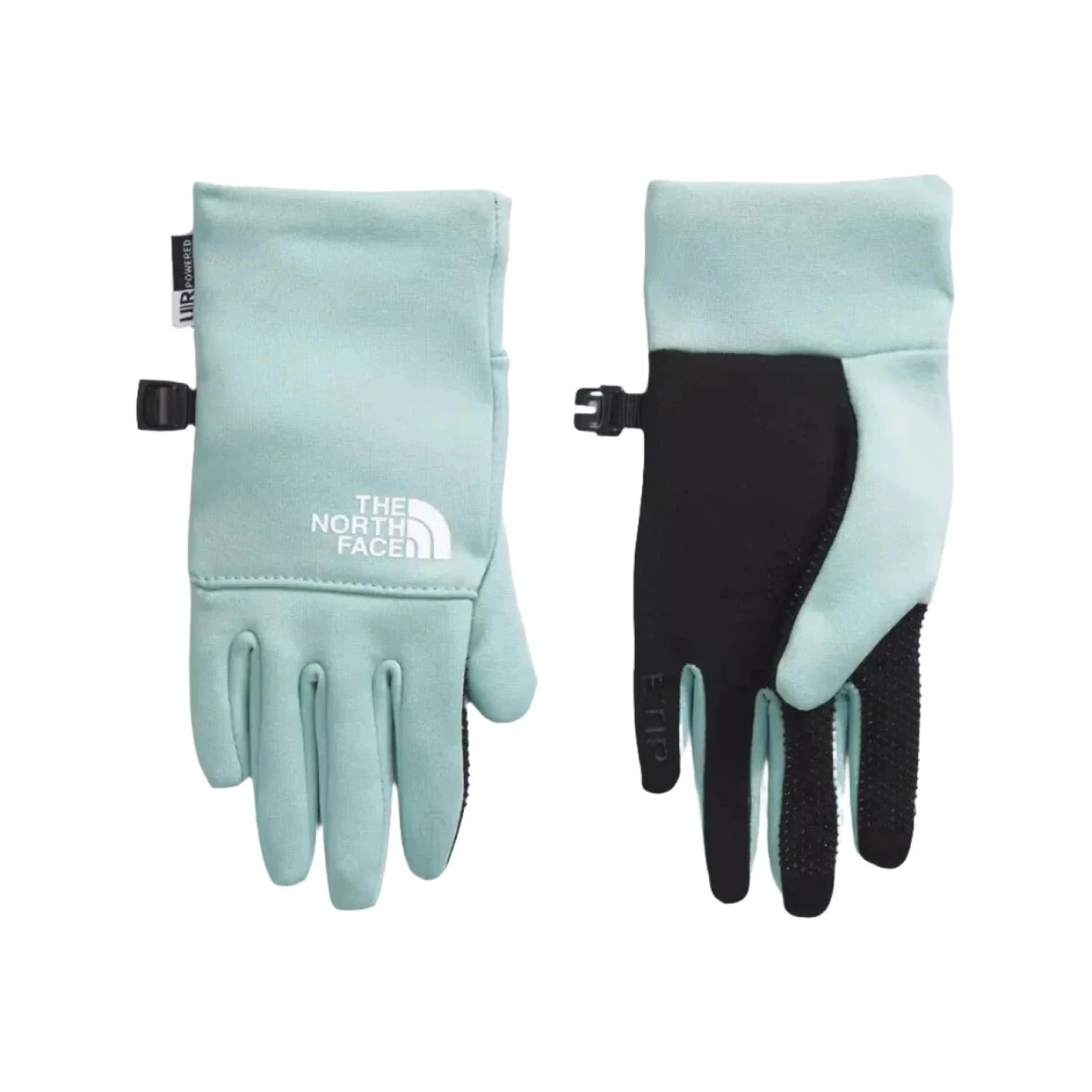 The North Face K's Recycled Etip™ Gloves, Muted Pine, front and back view flat 