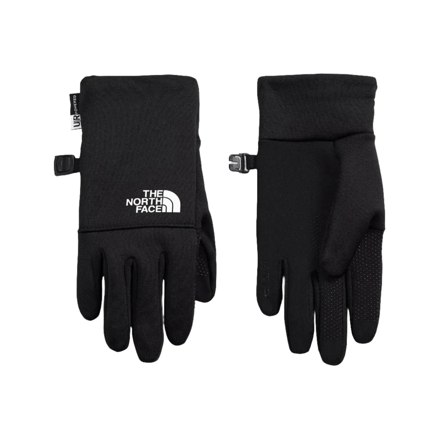 The North Face K's Recycled Etip™ Gloves, TNF Black, front and back view flat 