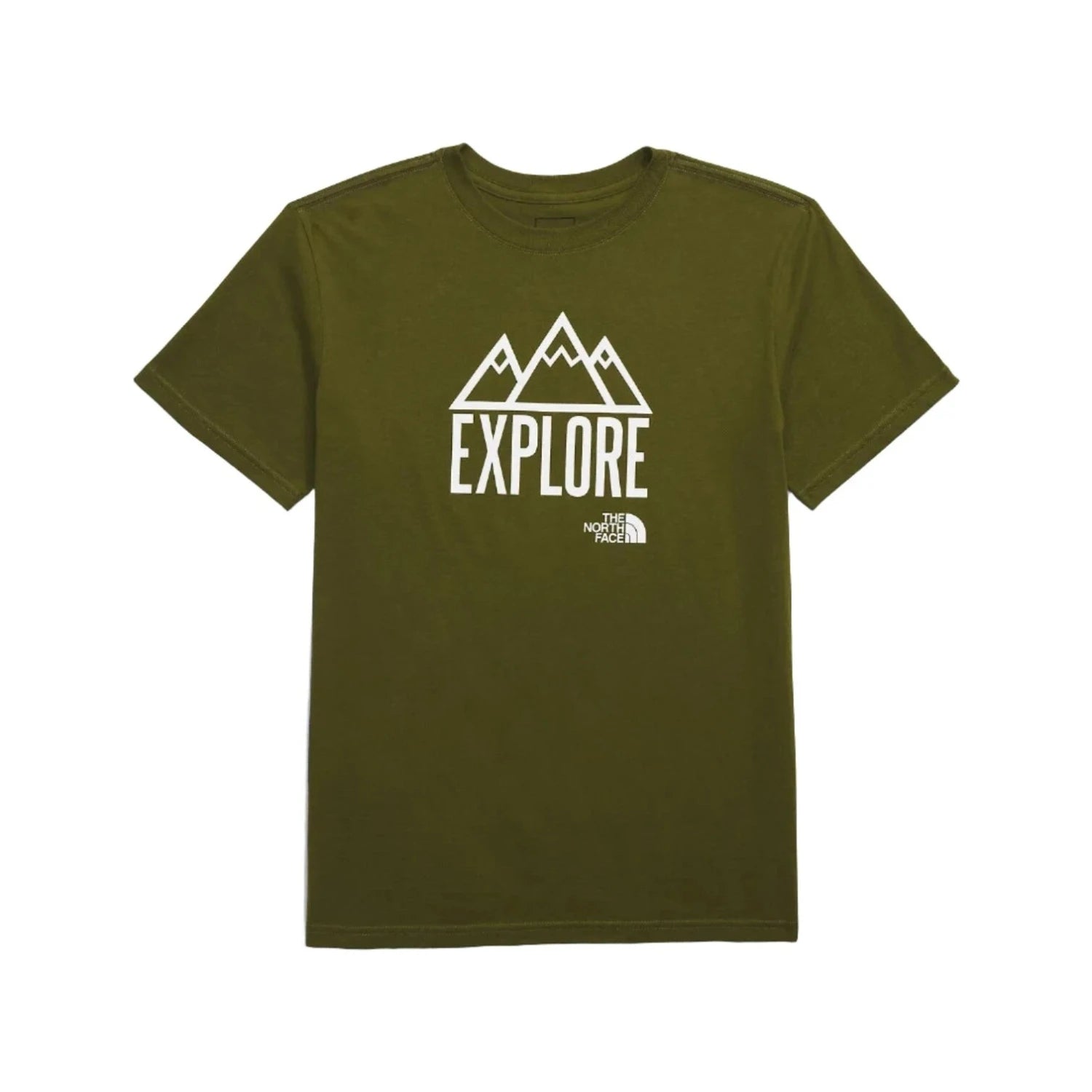 The North Face K's Short-Sleeve Graphic Tee, Forest Olive, front view flat 