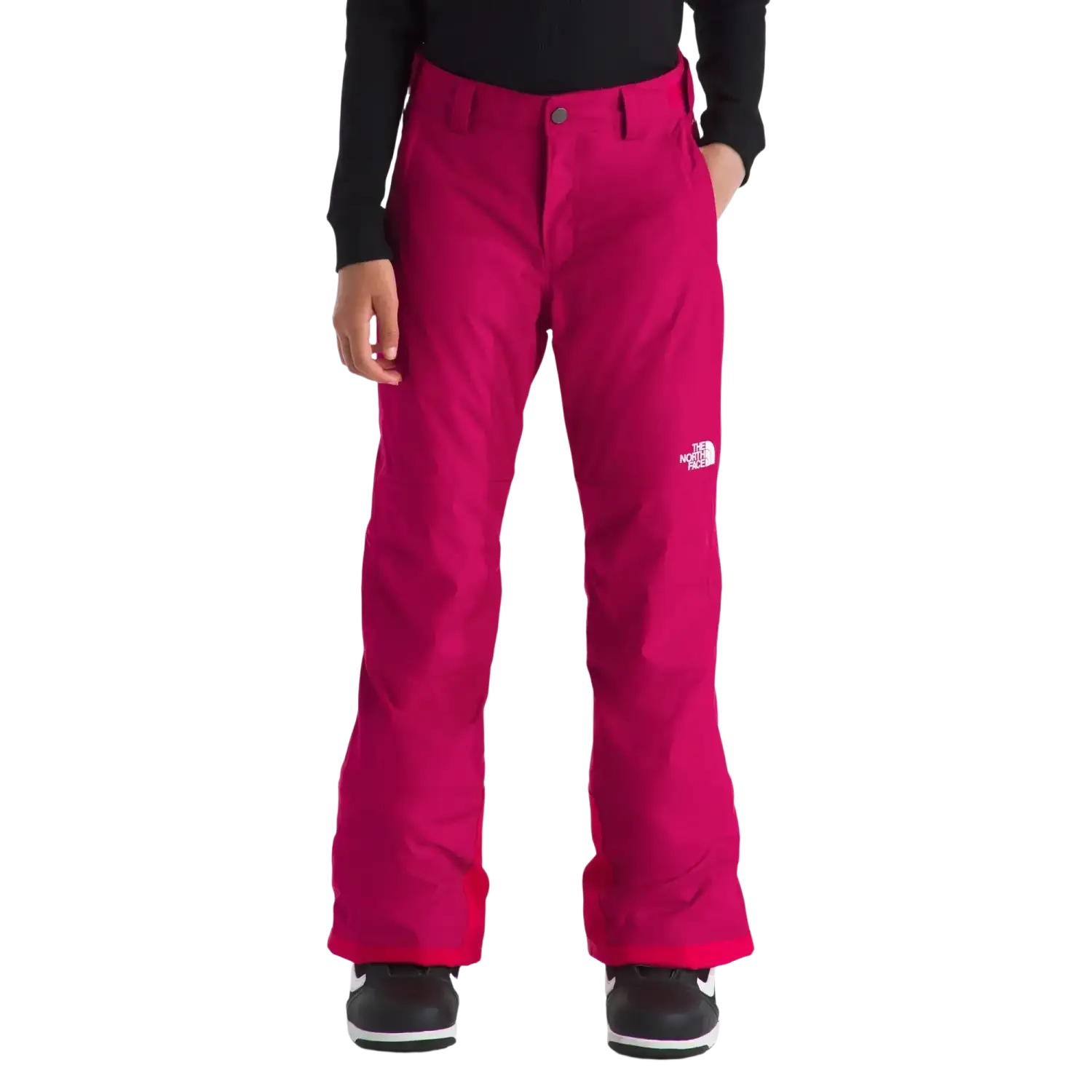 The North Face Kid's Freedom Insulated Pants in Lali Guan, front view on model 