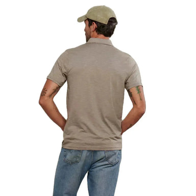 Toad & Co Men's Tempo Short Sleeve Polo Dark Chino Model Back View