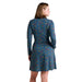 Toad&Co W's Cue Wrap Long Sleeve Dress, True Navy Flower Print, back view on model 