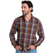 toad and co mens airsmyth long sleeve shirt in carob multi front model view