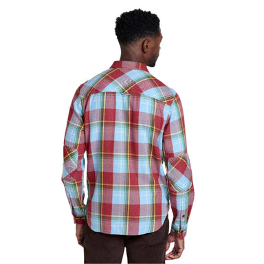 toad and co mens ranchero long sleeve shirt in bluejay back model view