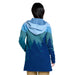 toad and co womens merino hearfelt hoodie in atlantic treeline scenic back model view