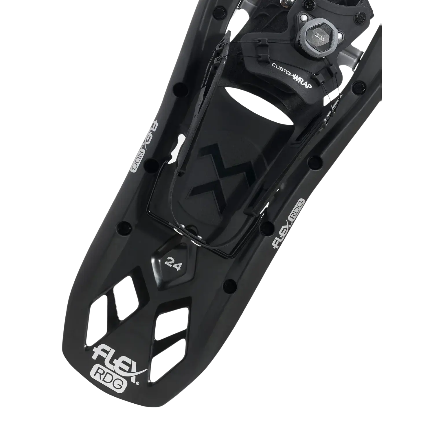 Tubbs Flex RDG Unisex Snowshoes 22" in black, heel lift detail