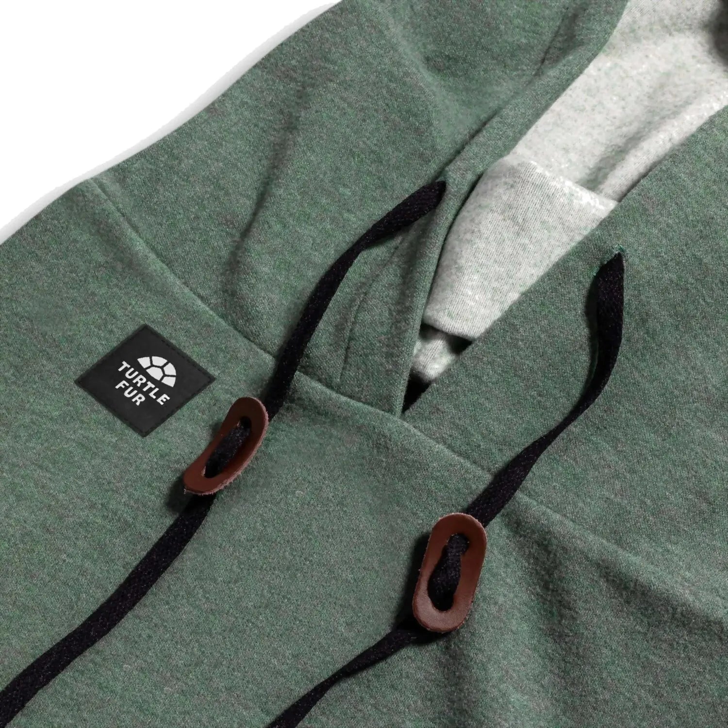 Turtle Fur All-Mountain Overhood in sage, front detail