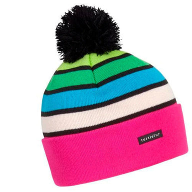 Turtle Fur Kid's Rooftop Rave Beanie shown in the Pink color option. Front flat view.