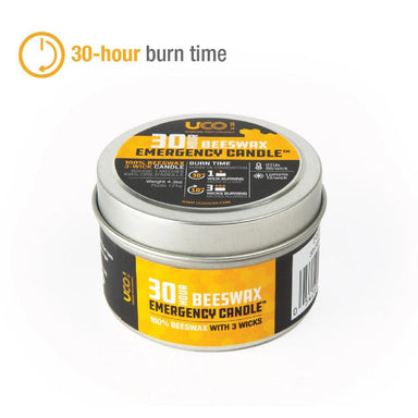 UCO 30 Hour Beeswax Emergency Candle, front view lid on