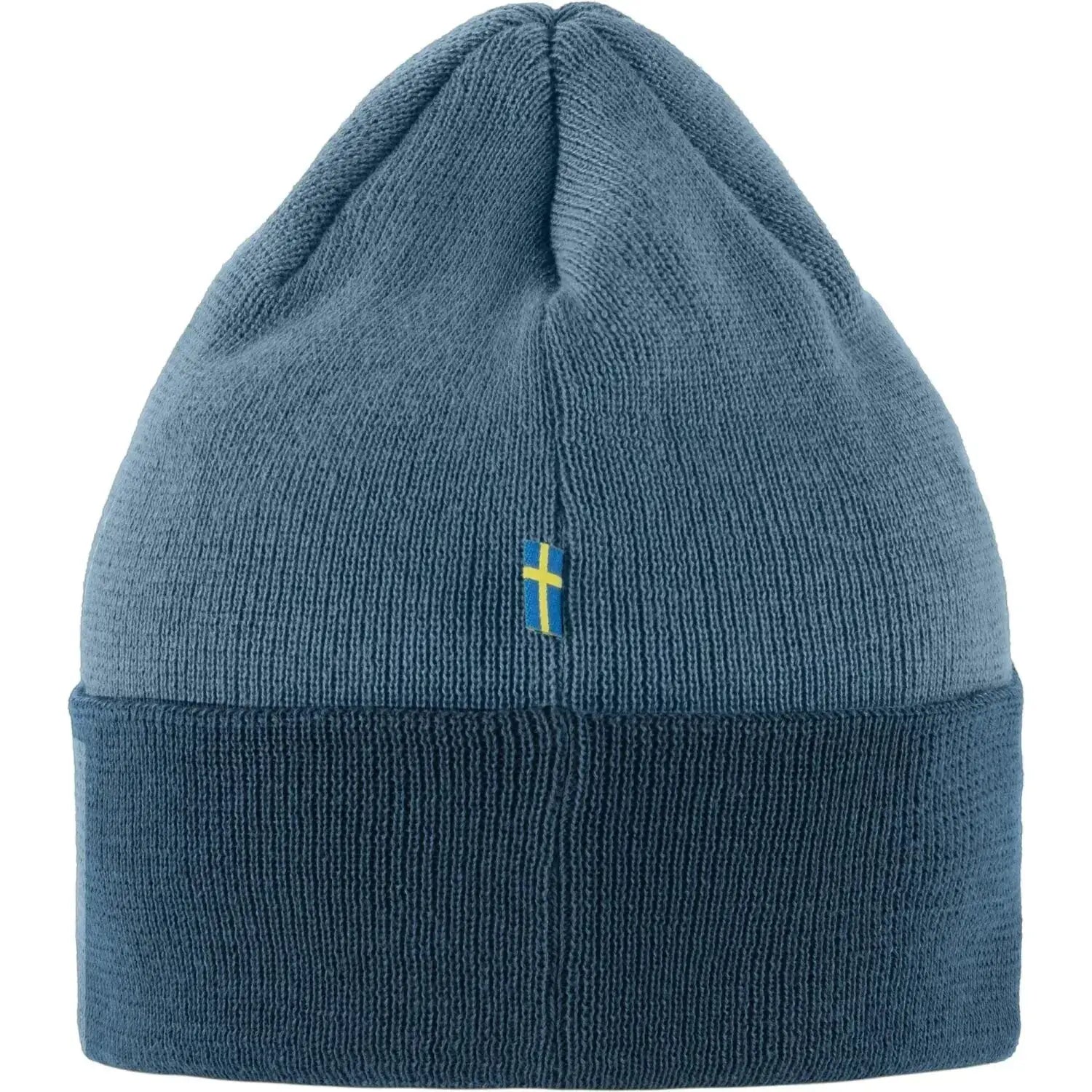 Fjallraven Vardag Classic Beanie shown in the Indigo Blue-Dawn Blue color - Back view.