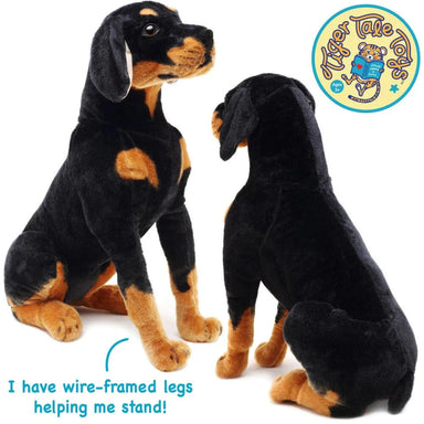 Viahart Toys Life-Sized Dog Plush, robbie the rottweiler, side and back 