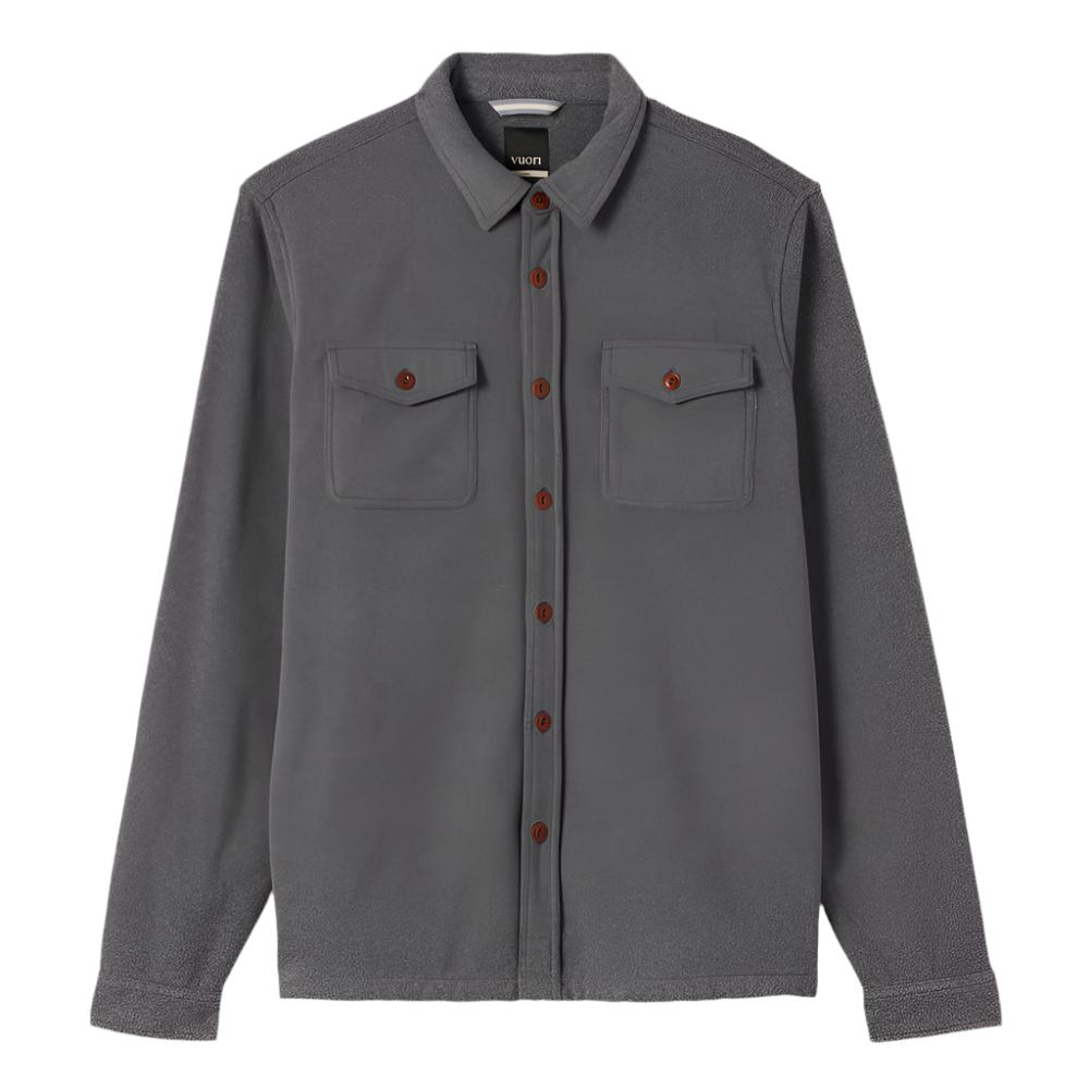 vuori mens aspen shirt jacket in heather grey front flat view