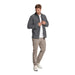 vuori mens aspen shirt jacket in heather grey full front model view