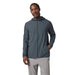 Vuori Men's Outdoor Trainer Shell shown in the Dark Pewter Linen Texture color option. Front view on model.