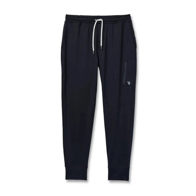 Vuori Men's Sunday Performance Jogger shown in the Black color option. Front view.