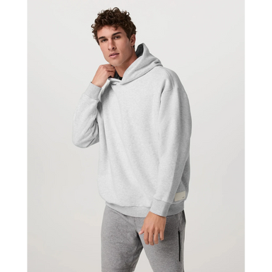 Vuori Restore Oversized Hoodie in Pale Grey Heather, front view on male model 