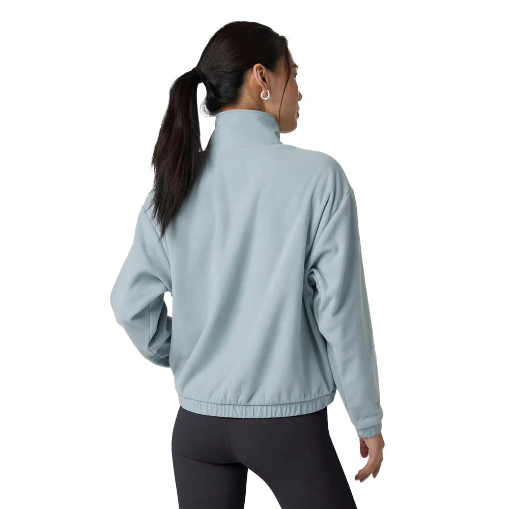 vuori womens aspen half zip in chalk blue back model view