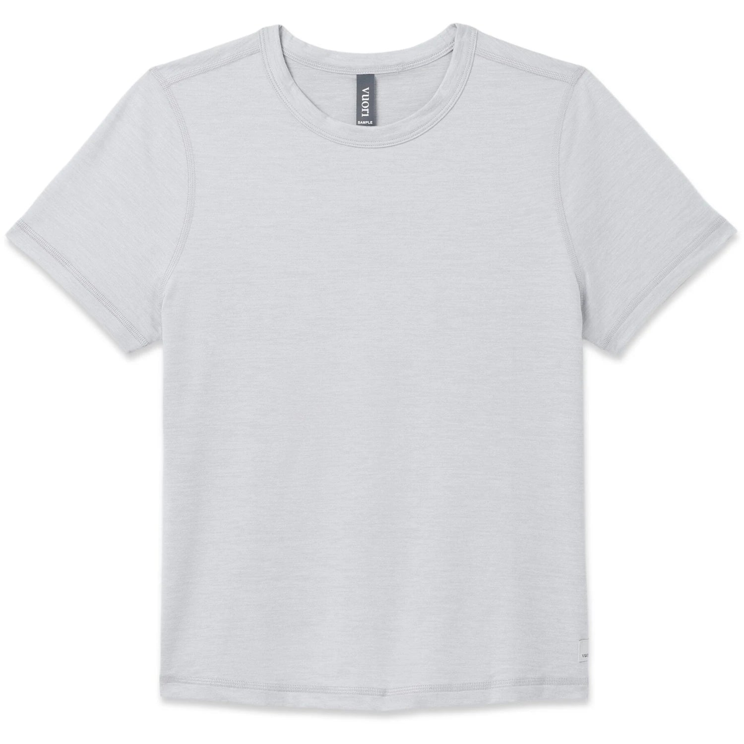 Vuori Women's Lux Tee in light grey heather, flat front