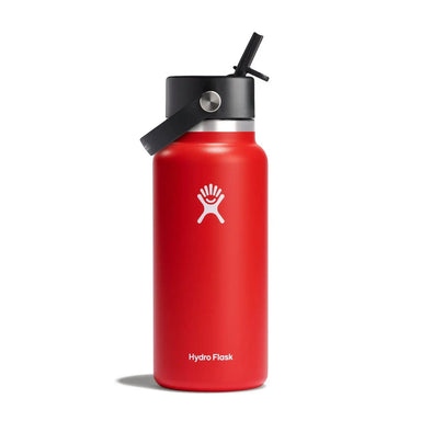 Hydro Flask Wide Mouth w/ Flex Straw Cap 32 oz insulated stainless steel water bottle in goji