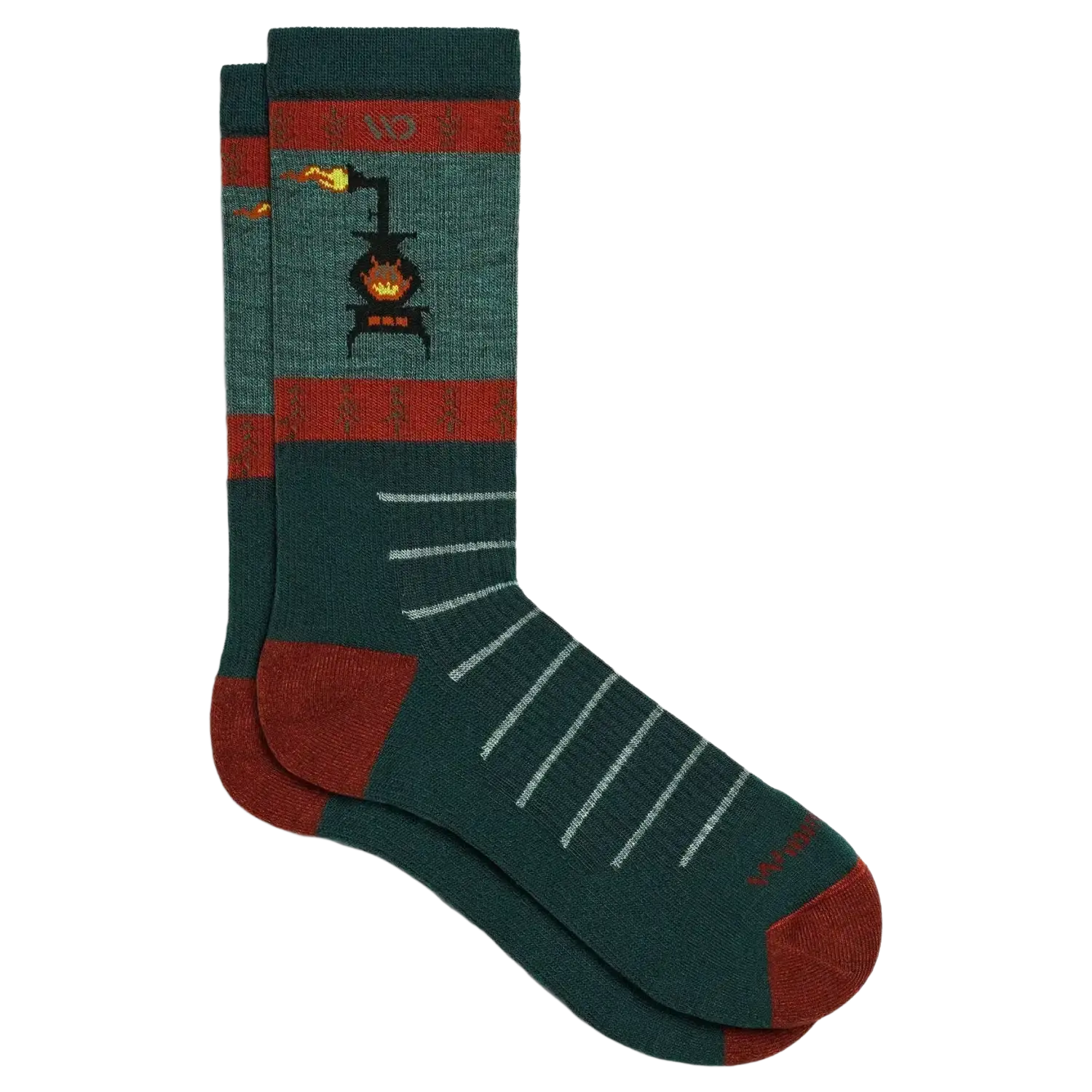 Wide Open Men's Stoked Cushioned Crew Socks in juniper, flat view