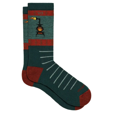 Wide Open Men's Stoked Cushioned Crew Socks in juniper, flat view