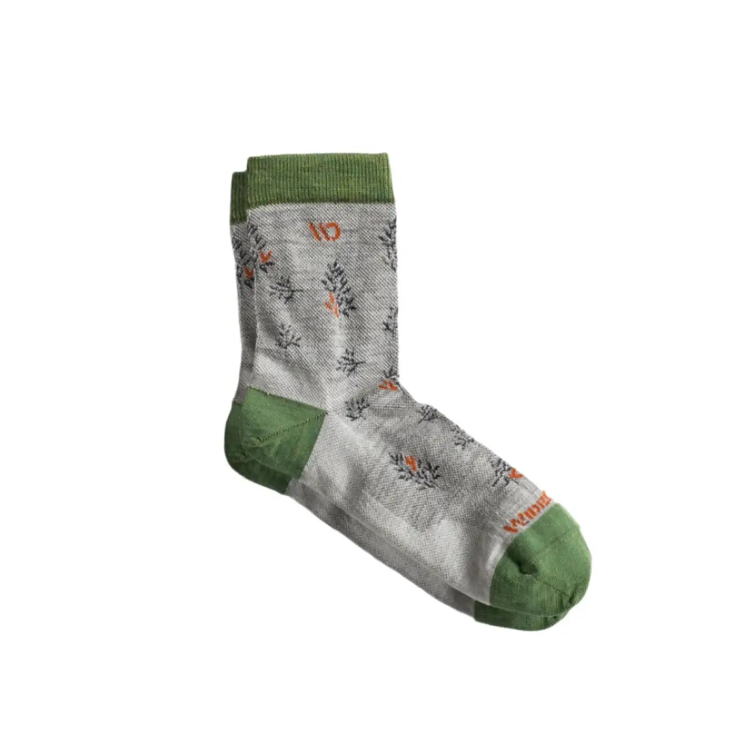 Wide Open W's Foliage Lightweight Micro Crew SocksW's Foliage Lightweight Micro Crew Socks, Light Grey, side view flat