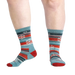 Wide Open Women's Sparkle Cushioned Crew Socks in light teal, on model