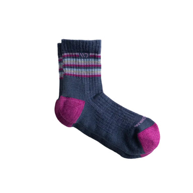 WIDE OPEN® Women’s Multi Stripe Cushioned Micro Crew Socks shown in the Denim color option.