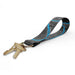 Wingo Key Fob in River Topo design. Black, grey and teal, colors shown with metal ring and keys.