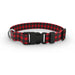 Wingo Outdoors Dog Collar in Buffalo Check design, black and red check plaid.  With black buckle and silver D ring.