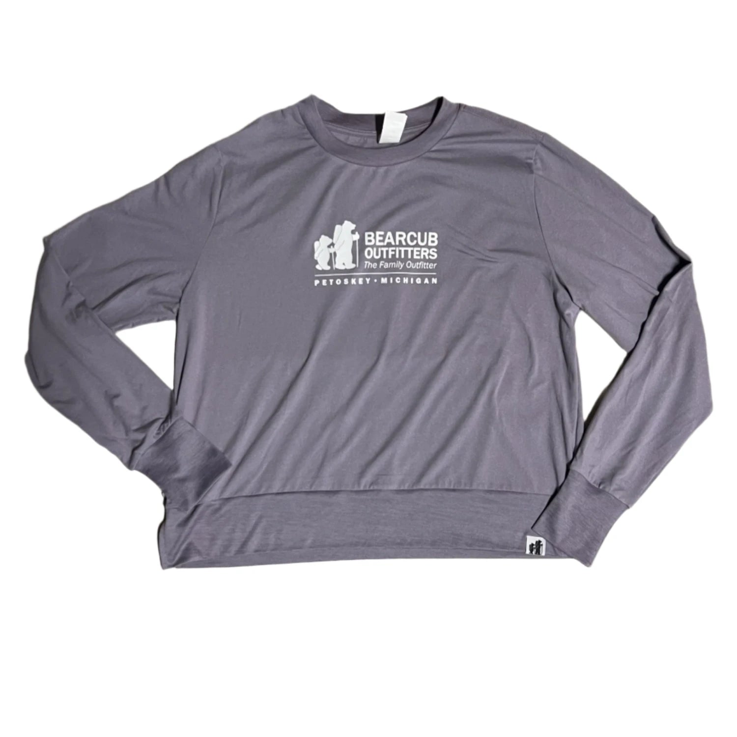 bearcub outfitters womens performance tech crewneck sweatshirt in dusky orchid front flat view