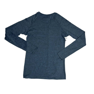 bearcub outfitters womens performance tech long sleeve in steel blue heather back flat view