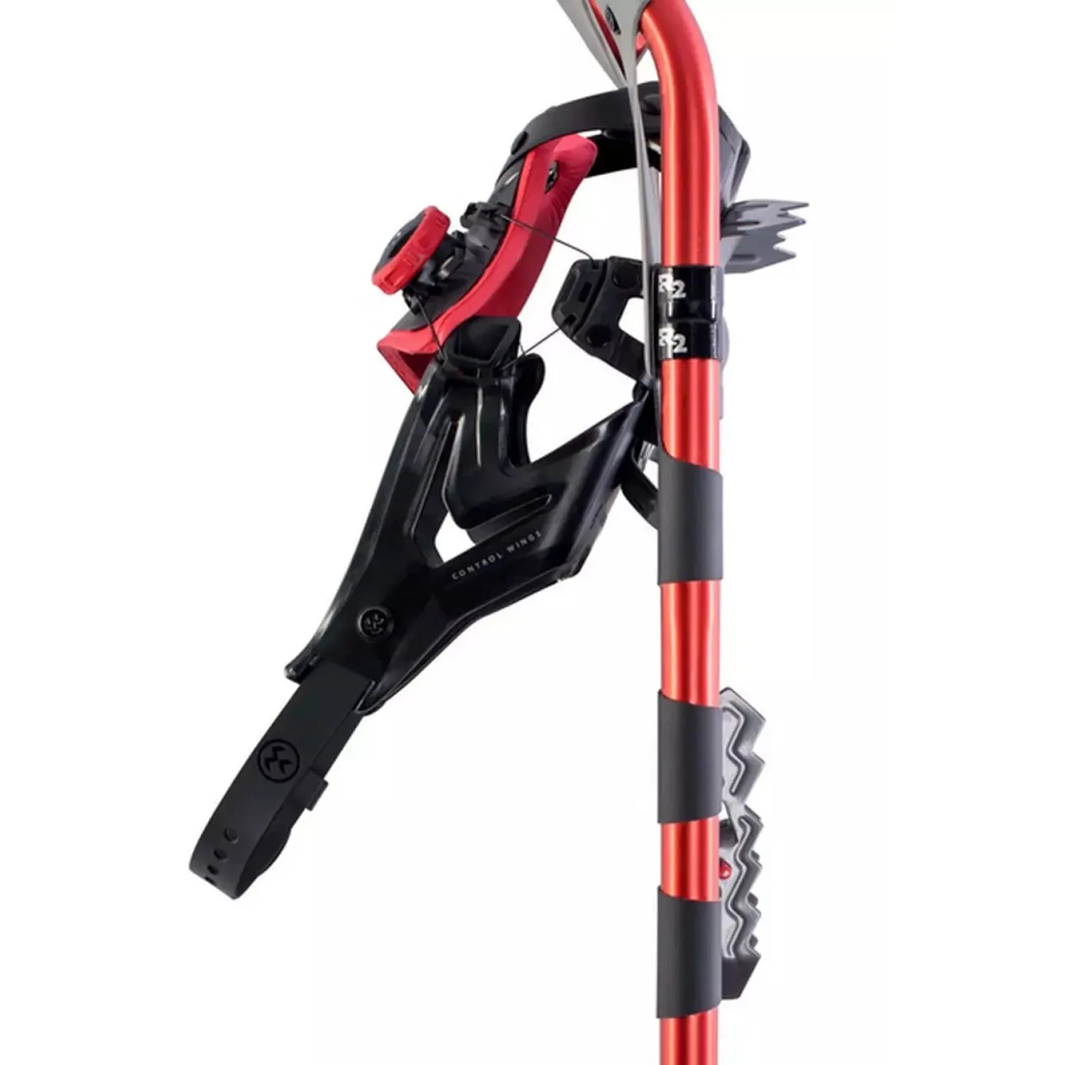 Tubbs Men's Panoramic 30 Snowshoe in Black and Red, side view.