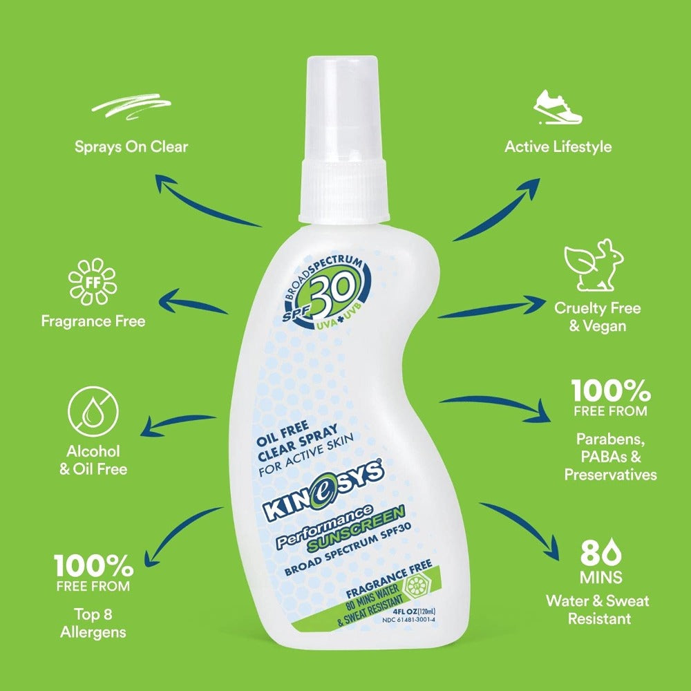 SPF 30 Fragrance Free KINeSYS Spray Sunscreen 4oz
