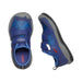 Keen big kids speed hound shoe in blue depth/red carpet, pair top view