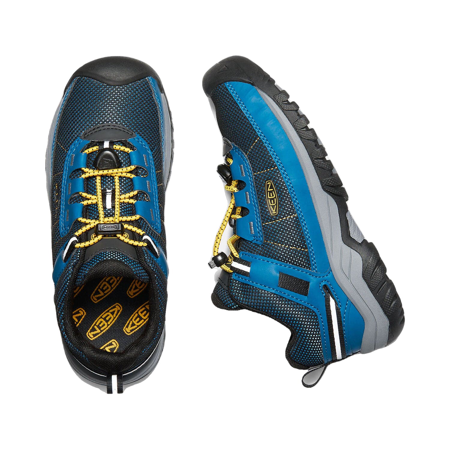 KEEN Kid's Targhee Sport Vent Hiking Shoe  mykonos blue yellow 1024741 1024737 top