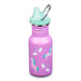 Klean kanteen spill proof sippy top stainless steel reusable water bottle purple unicorns back view metal swivel cap
