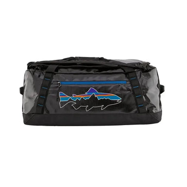 Patagonia Black Hole® Duffel Bag 55L in black with fitz trout side view